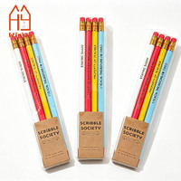 Ensemble de crayons en bois personnalisés avec gomme, crayons hexagonaux multicolores avec boîte en papier, papeterie cadeau pour l'école et le bureau
