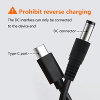 Kabel Konektor Lurus Hitam TYPE-C ke DC5521 Menyesuaikan Tegangan Output menjadi 12V Cocok untuk Printer, Robot Vacuum, Router