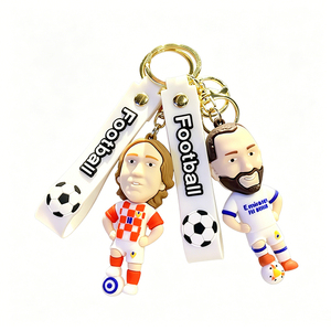 Llavero de PVC suave 3D de jugador de fútbol, figura de estrella de fútbol de dibujos animados, llavero de atleta deportivo, colgante para mochila - Product Image 4