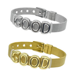 <span class=keywords><strong>Bracelet</strong></span> de montre en acier inoxydable de luxe <span class=keywords><strong>personnalisé</strong></span> avec des lettres initiales, vente en gros à prix réduit - Product Image 2
