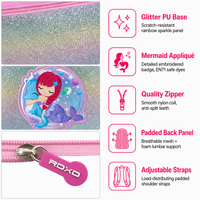 Mochila de Sirena para Niñas con Brillo en la Parte Inferior, Gran Capacidad, Ligera, Bolsa Escolar, Impresión Personalizada, OEM, Venta al Por Mayor