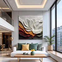 Tableau mural texturé 3D abstrait neutre moderne, grande peinture géométrique beige et marron, style Art Déco pour couloir
