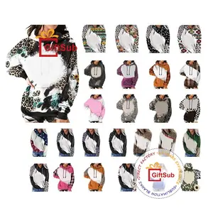 Custom Print Sublimation Blank Polyester Fleece Tie Dye Leopard Cow Bleached Printed Pullover Faux Bleach Sweatshirts&Hoodies