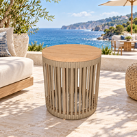Table basse d'extérieur moderne et organique, style bois naturel, table ronde pour patio, meubles pour villa de luxe, jardin, bord de piscine