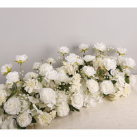 Offre Spéciale Décoration de Mariage : Arrangements de Chemin de Table de 110 cm avec Roses Blanches pour Allée de Cérémonie, Décorations Florales Blanches pour Allée de Mariage