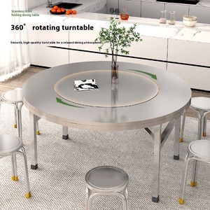 304 dày thép không gỉ thiết kế hiện đại hình tròn 2 chỗ ngồi có thể gập lại bàn ăn cho nhà & nhà hàng sử dụng - Product Image 1