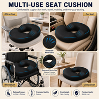 Coussin confortable en forme de donut avec noyau en mousse à mémoire de forme, base antidérapante, housse lavable en machine pour le soutien des chaises de bureau et de voiture