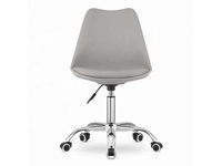 Chaise de bureau pivotante en plastique grise moderne et abordable avec coussin et vérin à gaz