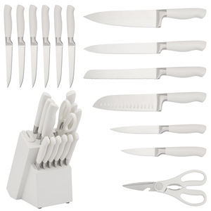 Wholesale 14‑Piece Cream White Kitchen <b>Knife</b> <b>Set</b> High Hardness Stainless Steel Cutlery <b>Set</b> with <b>Knife</b> Block - Product Image 1