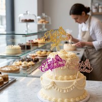 Décoration de gâteau d'anniversaire en plastique pour fête, célébration, cupcakes et desserts