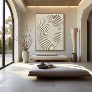 Art mural neutre moderne Wabi Sabi Beige, peinture abstraite verticale moderne sur toile, peinte à la main pour la maison et la galerie - Product Image 5