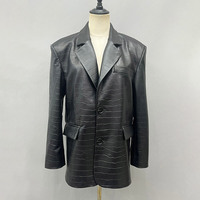 Manteau en cuir d'agneau de haute qualité Jancoco pour femmes, sur mesure, grande taille, véritable texture crocodile