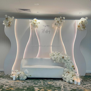 Toile de fond de mariage en PVC acrylique blanc, forme ondulée, panneau LED pour la décoration de la scène de mariage et du photomaton - Product Image 6