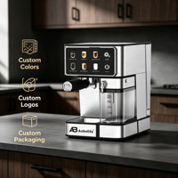 Machine à café expresso Anbolife à double chaudière avec thermocouple, écran tactile, mousseur à lait automatique, carafe à lait amovible, compatible OEM
