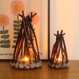 Veilleuse créative, décoration rétro simple, faite à la main, en forme de branche, LED effet feu de camp, pour gîte, tridimensionnelle - Product Image 2