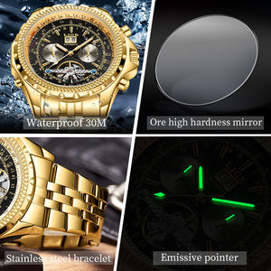 Reloj Mecánico Automático para Hombre con Logotipo Personalizado, Dorado Blanco, 5ATM Resistente al Agua, Movimiento Automático, Esfera de Cristal - Product Image 3