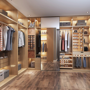 Luxury Wooden Wardrobe Closet <strong>Glass</strong> Door Wardrobe Wooden Cupboard In Bedroom - Product Image 6