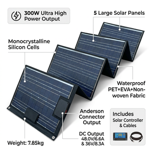 Panneau <span class=keywords><strong>solaire</strong></span> pliable 300W, 18V/36V, connecteur Anderson, <span class=keywords><strong>chargeur</strong></span> <span class=keywords><strong>solaire</strong></span> mono étanche pour batterie <span class=keywords><strong>12V</strong></span>-72V et appareils <span class=keywords><strong>12V</strong></span> - Product Image 3