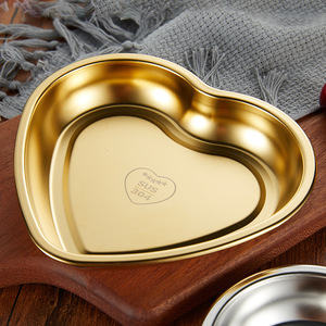 奢华定制标志金色304不锈钢餐具婚礼装饰心形零食储物托盘珠宝展示 - Product Image 5