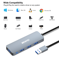 BENFEI Hub USB-C 3.0 4 ports ultra-fin en alliage d'aluminium compatible avec les ordinateurs portables MacBook Pro 2022/2021/2020/2019 iPhone 15 Neuf