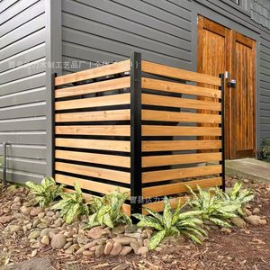 Clôture en lattes de bois rectangulaire, résistante à la décomposition, écrans d'intimité pour jardin extérieur, support en métal - Product Image 1