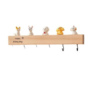 Porte-clés mural en bois massif, rectangulaire, avec trois ou plus crochets, pour l'entrée, rangement et organisation - Product Image 5