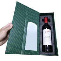 Caja de Regalo para Vino Portátil y Reciclable de Primera Calidad, Caja Rígida de Papel para Botellas de Whisky con Ventana, Caja para Exhibición de Vino