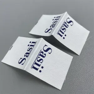 Luxury Recycled Cotton Fabric Custom Design Woven Neck Labels With Logo For Textile Use Folded Care Labels On Clothing Shirts