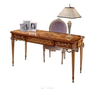 โต๊ะและเก้าอี้สไตล์ยุโรปสำหรับวิลลาโต๊ะเขียนหนังสือไม้เนื้อแข็งแกะสลักขนาดใหญ่โต๊ะคอมพิวเตอร์ - Product Image 5