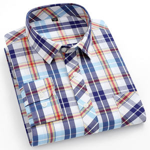 New Fashion 100% Cotton Quilted <strong>Plaid</strong> Mens Clothing Long Sleeve Casual <strong>Flannel</strong> Shirts - Product Image 2