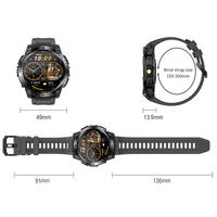 Nouvelle arrivée Montre connectée K76C avec lampe torche, boussole, GPS, surveillance de la santé, écran TFT 1,39 pouces, étanche 3ATM, montre connectée de sport d'extérieur