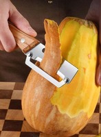 Premium groenteschiller met houten handvat en flesopener, roestvrijstalen keukengereedschap voor fruit, aardappel, pompoen, papaja