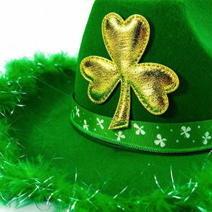 Chapeau de cowboy pour fête de la Saint-Patrick, bord effiloché, trèfle, vert, fête de carnaval, fil argenté, chapeaux de cowgirl nationaux irlandais - Product Image 3