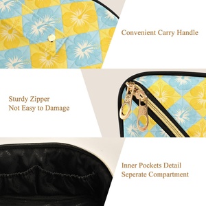 Fashion Flower Custom Print <b>Large</b> Wide-open Toiletry <b>Bag</b> Makeup Organizer Travel Women <b>Cosmetic</b> <b>Bag</b> with Golden Zipper - Product Image 4