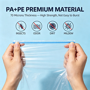 Transparent Vacuum Storage <b>Bags</b> with Air Pump Zipper Organizer Pouches for Clothing Shoes and Home Packing - Product Image 3