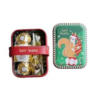 Caixa de lata para presente de Natal com estampa de qualidade alimentar personalizada de fábrica Caixa de lata para metal e chocolate