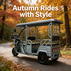 Triciclo Eléctrico Más Vendido, Vehículo de Pasajeros con Carrocería Abierta, Cubierta <span class=keywords><strong>para</strong></span> Sol y <span class=keywords><strong>Lluvia</strong></span> - Product Image 3