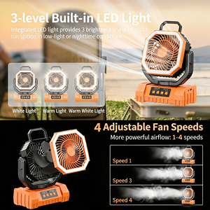 20000mAh USB Powered LED <b>Solar</b> Camping Fan Brushless Motor Portable Outdoor Electric Battery Light Remote Four Wind Speed >8h - Product Image 3