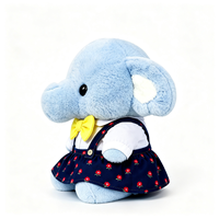 Peluche d'éléphant moelleuse avec chemise blanche douce, nœud papillon jaune assorti et jupe bleu foncé – Adorable peluche d'éléphant en peluche