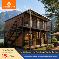 Maison conteneur de luxe préfabriquée à double aile de 20/40 pieds, extensible sur deux étages, avec salle de bain et cuisine, assemblage rapide, mini-villa