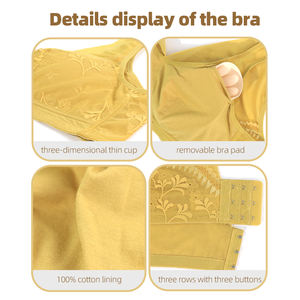 Onefeng 903ผ่าตัดเต้านมสำหรับผู้หญิงสายคล้องไหล่กว้างผ้าคอตตอนปักลายเซ็กซี่สวยงามด้านหลัง V บราไร้รอยต่อถอดเต้านมได้ - Product Image 4