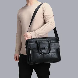 Hoge Kwaliteit Aanpasbare Draagbare 14 Inch Waterdichte Aktetas Laptop Tas Zakelijke Schouder Messenger Tas Kantoor Laptop Tas