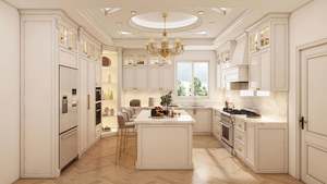 High End Shaker Style White Lacquer <b>Kitchen</b> <b>Cabinets</b> Island with MDF and Plywood Construction for Apartment Villa - Product Image 6