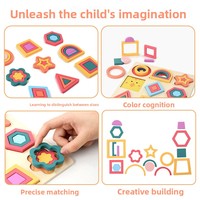 Papan Puzzle Bentuk Geometris Kayu Montessori Kustom, Blok Pola Pencocokan Warna, Mainan Edukasi Motorik Halus untuk Anak-anak OEM ODM