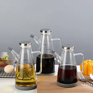 550ml cuisine verre huileur tasse et peut avec poignée forme de gourde vinaigre créatif sauce soja bouteille cuisine distributeur d'huile