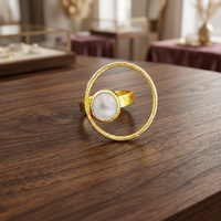 Bague Statement Soumya Creations en Laiton Doré d'Inspiration Vintage, Bijou Tendance pour Femme