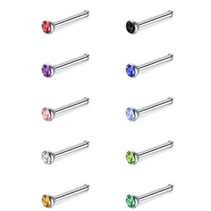 Thép không gỉ đồ trang sức CZ mũi thép <span class=keywords><strong>Stud</strong></span> Nhẫn 40/60 cái Hộp Mũi piercing cơ thể đồ trang sức - Product Image 2