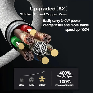 240W PD siêu nylon bện nhanh chóng sạc Type-C để Loại-C Cáp dữ liệu USB-C 240W 2m sạc cáp cho Macbook iPhone 16 - Product Image 3