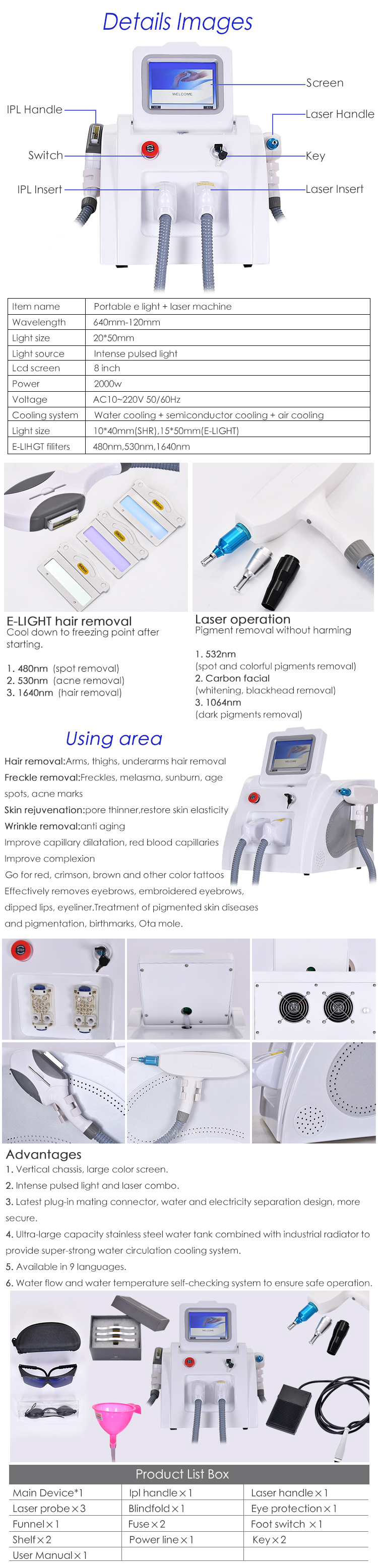 2 in 1 sher+E-light+IPL OPT hair Removal Carbon peeling ND YAG Laser Machine Permanent Hair Removal Beauty Machine