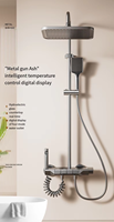Ensemble de douche moderne 4 poignées en aluminium poli chromé thermostatique avec jet pluie et cartouche céramique pour hôtels